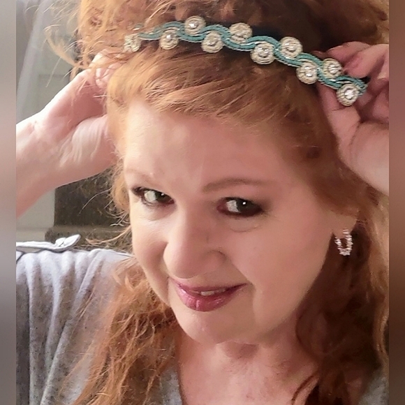 Boho Crystal & Turquoise Seed Bead Headband - Picture 5 of 16